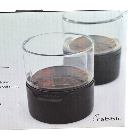 Rabbit Freezable‎ 8 oz Whiskey Glasses Set 2 Double-Walled Glass Silicone Base - Picture 3 of 9